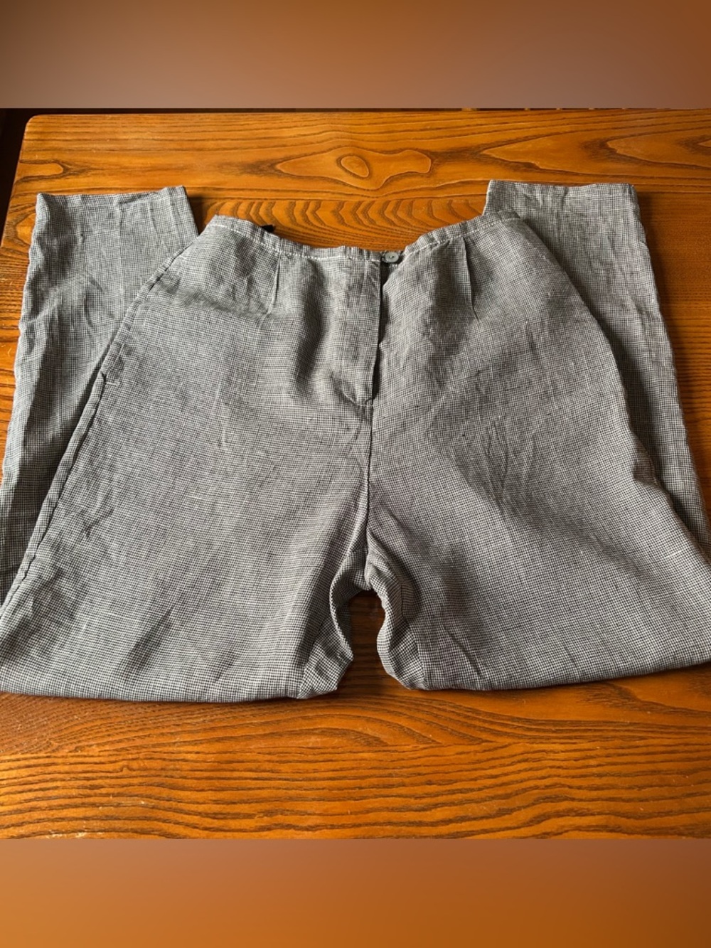 Valerie Stevens Linen Black and Tan Micro-Houndstooth Pants